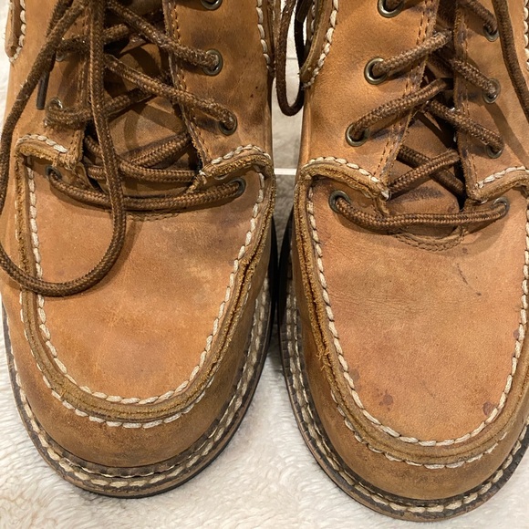 Men's Justin Leather Casual Moc Toe Lace-up Boots Shoes Brown Size 9.5 M GC - Picture 4 of 12